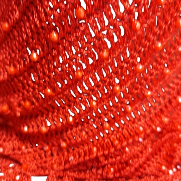 Convertible Fashion Cowl Hoodie Crochete Ruby Red Beaded - Picture 5 of 12
